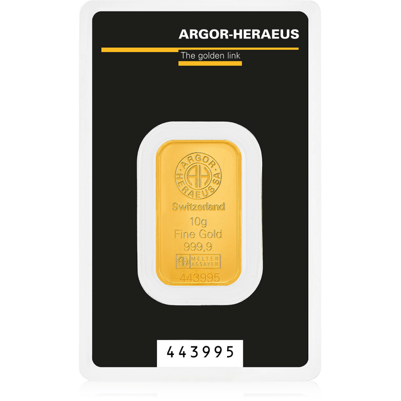 Lingotto oro 10 grammi Argor-Heraeus KINEBAR