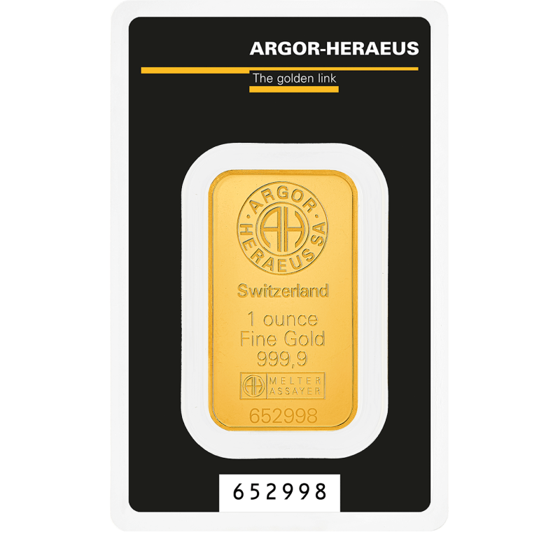 Lingotto oro 1 oncia (31,1 grammi) Argor-Heraeus KINEBAR