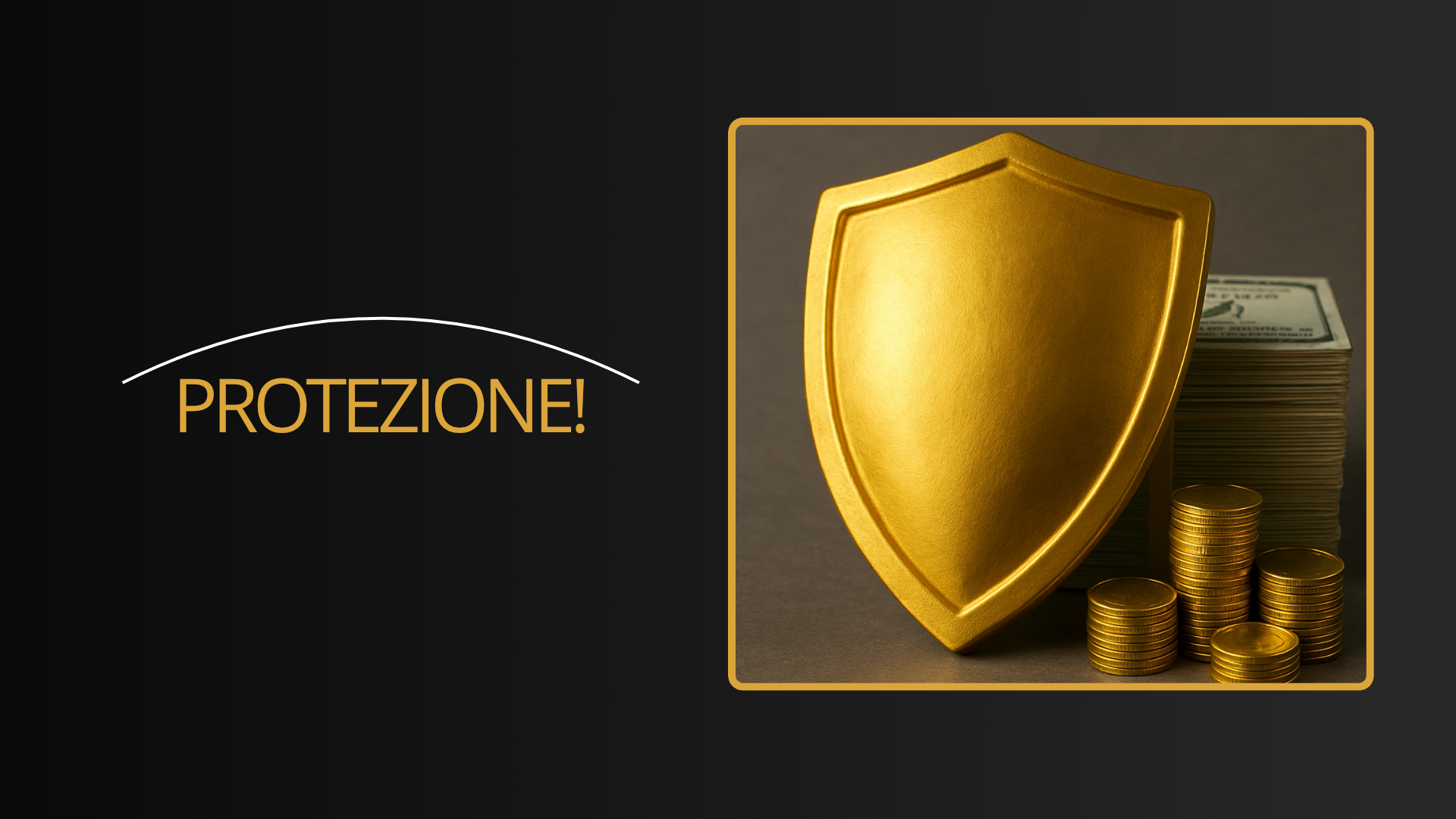 Immagine che mostra uno scudo d'oro che protegge dei soldi