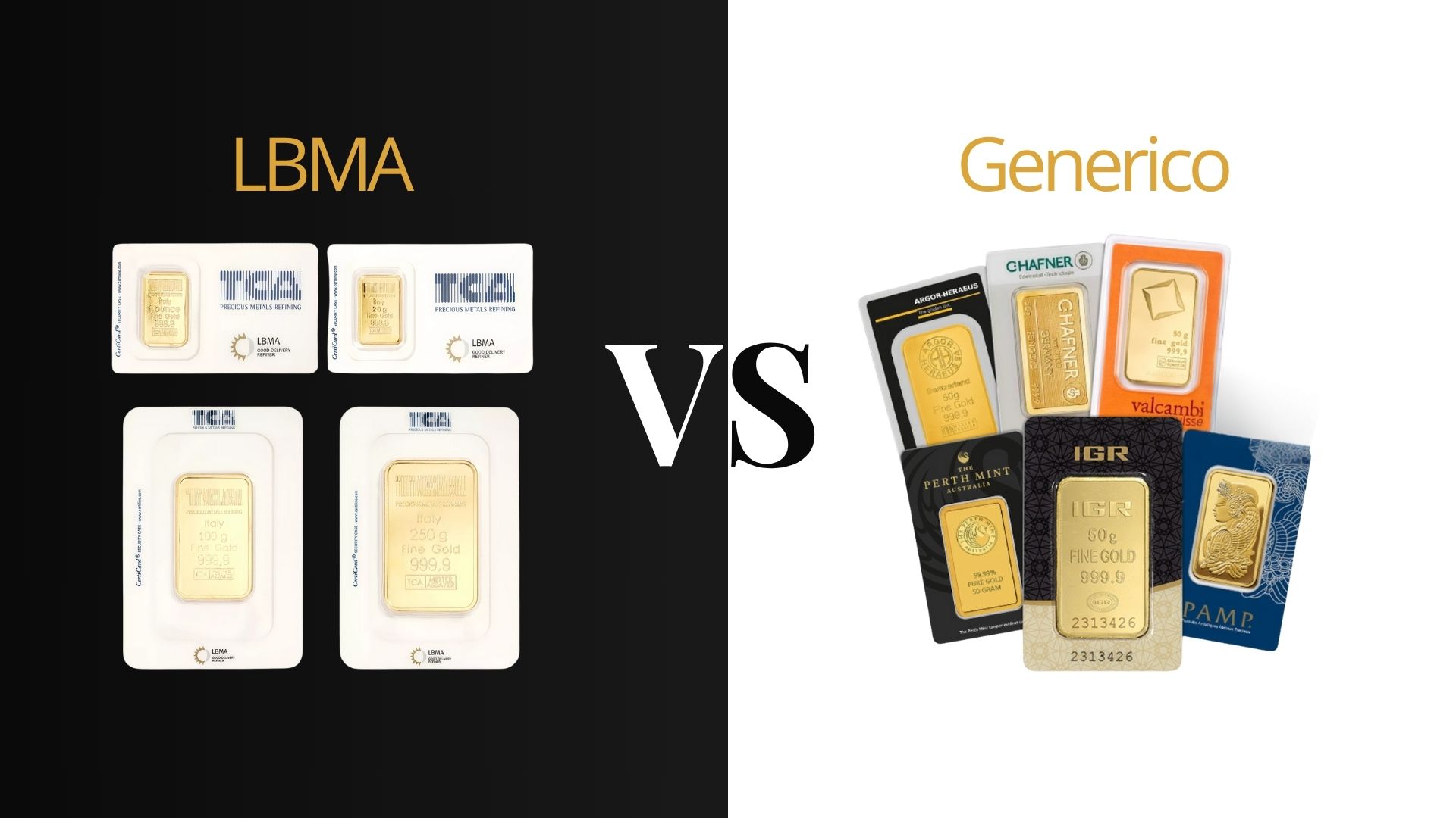 immagine che mostra la differenza tra oro LBMA e oro generico